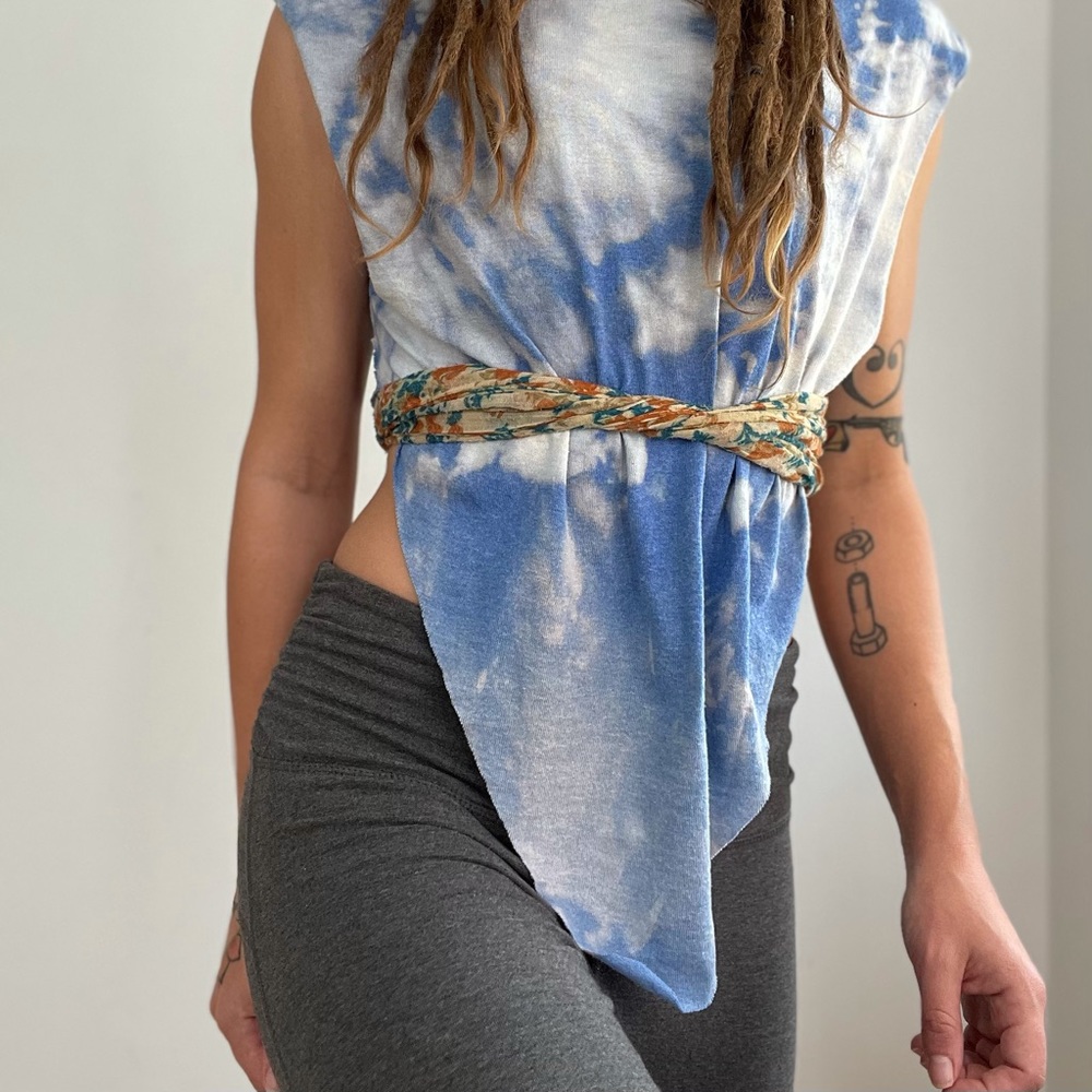 Clouds PIXIE Tank OOAK UPCYCLED Acid Wash